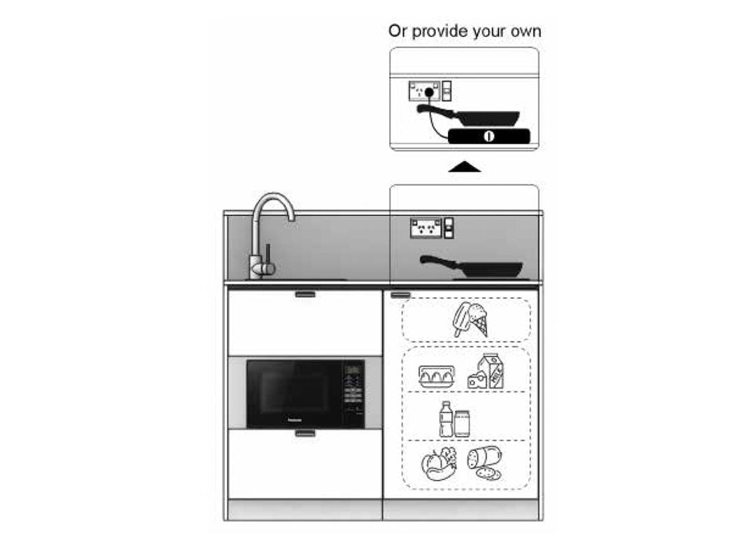 Joan - 1.2m Compact Counter Unit Kitchenette. Diagram.