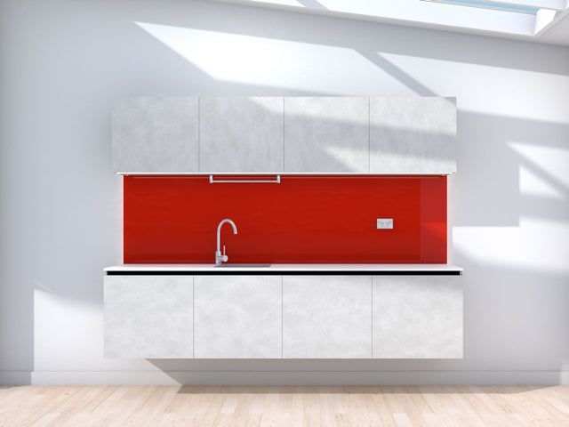 Liftoff - 2.4m Floating Prefabricated Kitchenette - grey and red - no appliances