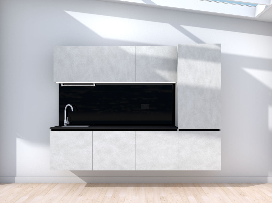 Levitate- 2.4m Floating Prefabricated Kitchenette - grey and black - no appliances